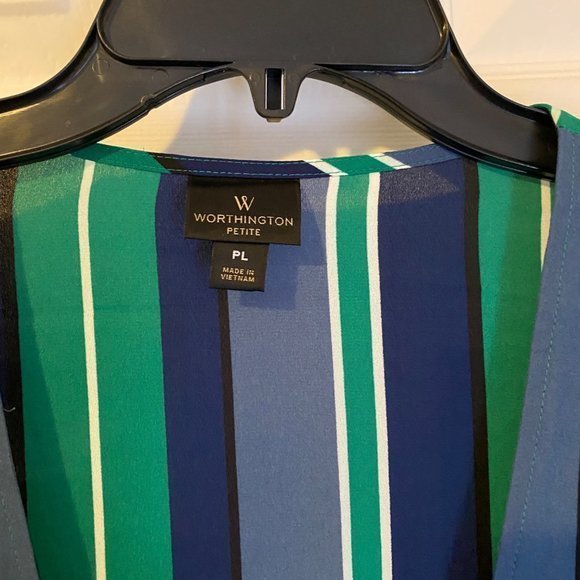 Worthington WRAP STRIPES BLOUSE WOMEN SIZE PL - Picture 2 of 6